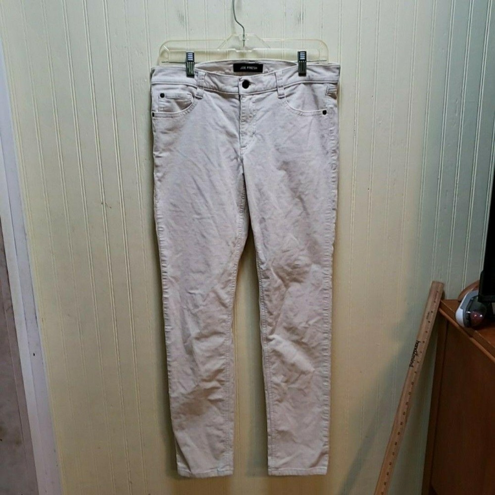 Joe Fresh Jeans Womens 6 Beige Light Wash Low Rise Skinny Slim Corduroy 30x30